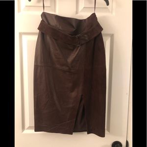 Suede/leather mix pencil skirt